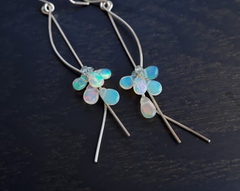 Ethiopian Opal Sterling Silver Earrings, Precious Opal Gemstone, Anniversary Gift