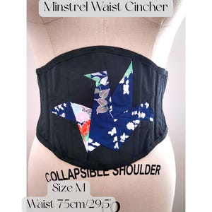 Upcycled Kimono Silk Underbust Corset: Origami Crane Minstrel Bodice, Size M
