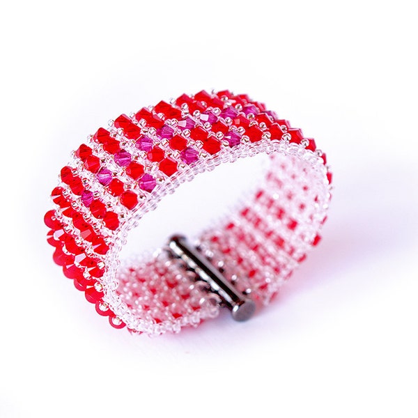 RESERVED for Dixon - Red Swarovski Cuff Bracelet, Red Crystal Cuff Bracelet - One of a kind - Unique - Crystal Bracelet