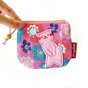 Monedero con forma de gato, bonito estuche para amantes de los gatos, pequeño estuche con cremallera, monedero con forma de gato para regalar a una novia