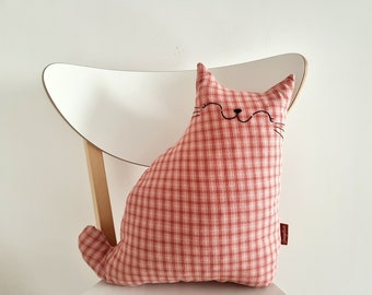 Cat Pillow, Decorative Pillow, Cat Throw Pillow, Kitty Pillow, Animal Pillow, Cat Cushion, Couch Pillow, Pillow Gift, Cat Gift, Checker Cat