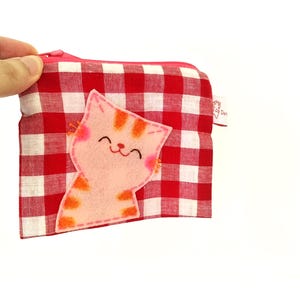 Bolsa de moedas quadrada de gato fofo com zíper carteira para crianças