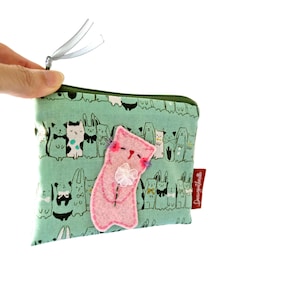 Coin Purse Cute Cat Zipper Pouch Kitty Small Change Purse Cat Gift for Daughter Cat Pouch for Girlfriend