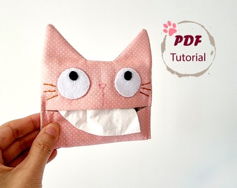Cat Pocket Tissue Holder Sewing Pattern (PDF Tutorial)