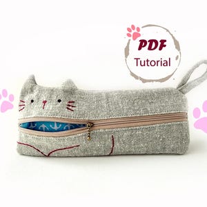 Cat Pencil Case Sewing Pattern – Cute DIY Zipper Pouch PDF – Easy Sewing Project for Beginners – Animal Pencil Case Pattern