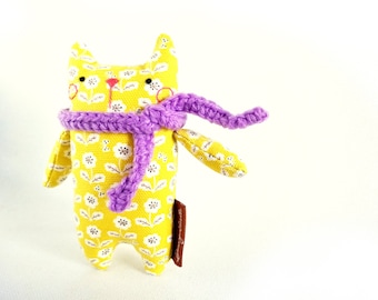 Cat Decor Yellow Cat Art Doll Ginger Cat Unique Gifts, Small Cat Stuffed Animal Best Friend Gift, Cat Lover Gift Cat for Pet Lovers