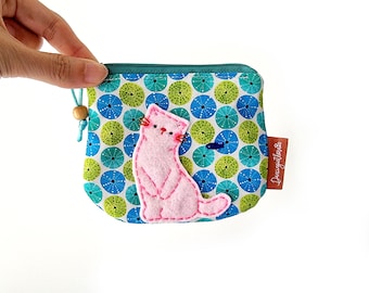 Kitty Cat Coin Purse Cute Pouch for Cat Lover Small Zip Pouch Cat Purse for Girl Friend Gift
