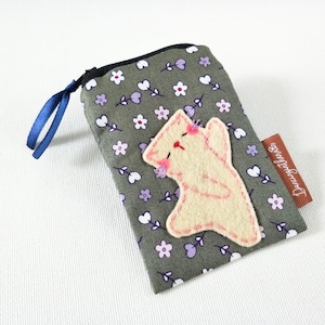 Tarjetero con diseño de gato, tarjetero, estuche para tarjetas, tarjetero, tarjetero, tarjetero bonito, tarjetero con cremallera, tarjetero con diseño de gato, verde