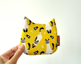 Cute Cat Zip Pouch Padded Coin Purse with Kitty Cat Women Purse Coin Pouch Card Wallet Adorable Card Purse