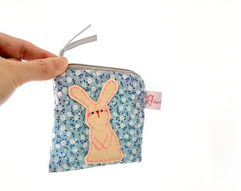 Bunny Rabbit Coin Purse Zip Pouch Cute Pouch Handmade Coin Wallet Kids