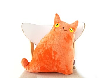 Orange Cat Pillow, Decorative Pillow, Cat Throw Pillow, Kitty Pillow, Cat Cushion, Couch Pillow, Pillow Gift, Halloween Cat Gift