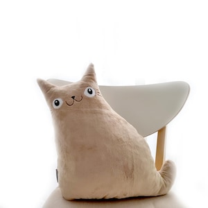Cat Pillow, Throw Pillow, Decorative Pillow, Kitty Pillow, Animal Pillow, Beige Cat Cushion, Couch Pillow, Pillow Gift, Cat Gift