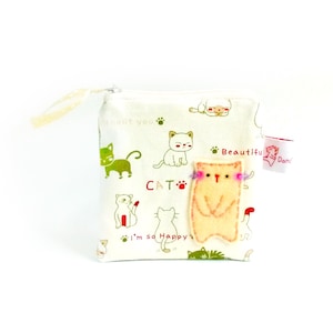 Katzentasche, Katzentasche, süßes Beutelchen, Katzentasche, Katzentasche, Katzendame, Katzentasche, Baumwolltasche, Reißverschluss-Beutel