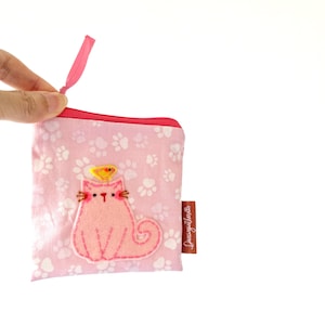 Porta-moedas de gato rosa para crianças, bolsa de gatinho fofa para meninas, carteira de gatinho rosa, presente para crianças que amam gatos, bolsa de moedas kawaii, porta-moedas infantil