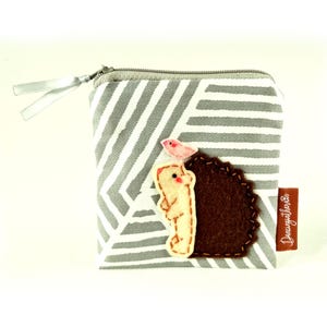 Monedero de erizo, monedero con cremallera de animal lindo, monedero de bosque, bolso pequeño de erizo, regalo para amantes de los animales, accesorio de erizo, monedero