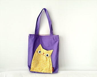 Cat Tote bag Shoulder bag Handmade Fabric Bag Friend Teacher Niece Mum Gifts