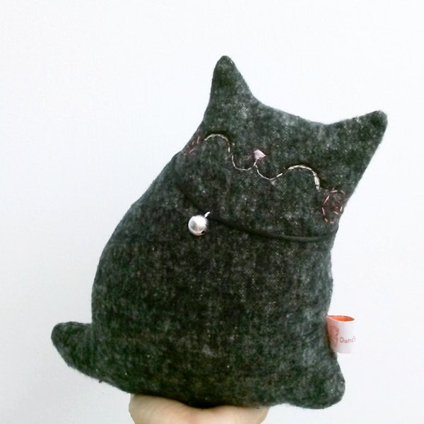 Stuffed Animal, Stuffed Cat Black, Plush Cat Toy, Softie Cat, Black Cat, Cat For Home, Cat Home Decor, Cat Lover Gift - Kitty Coal