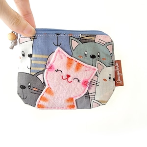 Cute Cat Coin Purse – Kawaii Kitty Zipper Pouch | Small Animal Wallet | Cat Lover Gift | Coin Bag for Kids & Adults | Cat Face Purse