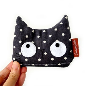 Cat Coin Pouch Polka Dots Women Coin Purse Cat Zip Pouch Japanese Style Kawaii Coin Purse Cute Kitty
