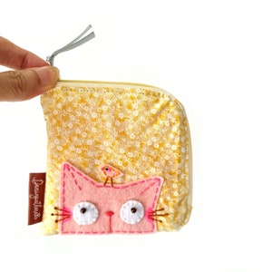 Coin Purse, Coin Purse Cat, Cat Pouch, Zipper Pouch, Cute Coin Purse, Daughter Gift, Cat Gift, Small Change Purse, Kids Purse