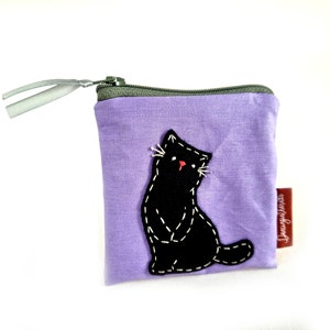 Schwarze Katze Geldbörse, niedliche Katze Beutel, Halloween Katze Geschenk, witchy Münze Tasche, Katzenliebhaber Accessoire, Gothic Katze Geldbörse, Mini Portemonnaie