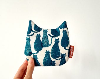 Coin Purse Cat Zipper Pouch Bag Simple Minimalist Fabric Purse Mom Gift Padded Cat Purse Cool Cat Accessory Case