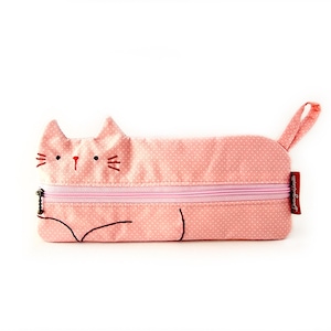 Handmade Cat Pencil Case – Cute Zipper Pouch, Kitty Stationery Bag, Back-to-School Gift, Cat Lover Gift, Fabric Pencil Holder