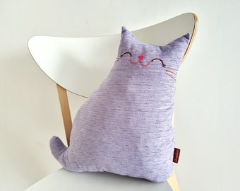 Cat Pillow, Decorative Pillow, Cat Throw Pillow, Kitty Pillow, Animal Pillow, Cat Cushion, Couch Pillow, Pillow Gift, Cat Gift, Purple