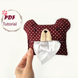 Naaipatroon beer tissuehouder – doe-het-zelf dierendoekjestasje (pdf-download) - cadeau berenliefhebber