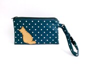 Wristlet, Wristlet Purse, Wristlet Clutch, Wristlet Cell Phone, Wristlet iPhone, Phone Wristlet, iPhone 6S Pouch, Blue, Polka Dot - Cat