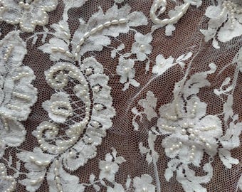 beaded white lace shawl for crafting 18 x 44