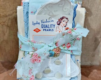 GORGEOUS bundles - a beautiful eclectic mix of vintage and new bits and bobs for junk journal - fabric art - supplies