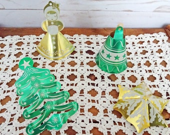 vintage Christmas - 2 packages - 8 foil ornaments - assorted colors and designs - copyright 1947 -rare find