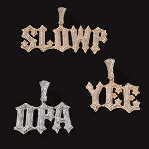 Colgante con nombre personalizado Bling Icy, collar con nombre de hip hop, joyería con nombre personalizada y placa con nombre, regalos para niñas y niños