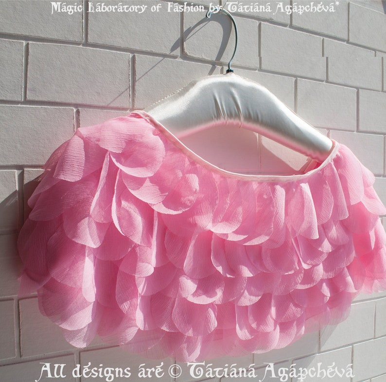 Silk Shrug Wedding Bridal Cape Pink Chiffon Rose Petals Bridal Cover Up Rose/'s Silk Petals Unique Designer Accessory Pink Capelet