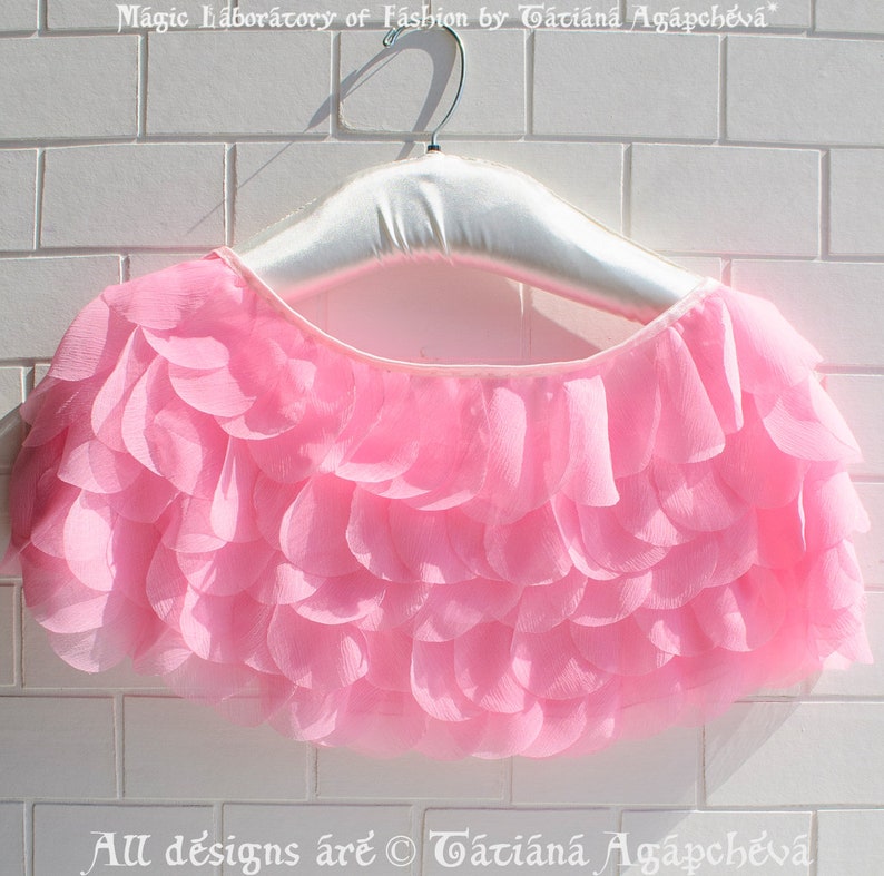Silk Shrug Wedding Bridal Cape Pink Chiffon Rose Petals Bridal Cover Up Rose/'s Silk Petals Unique Designer Accessory Pink Capelet