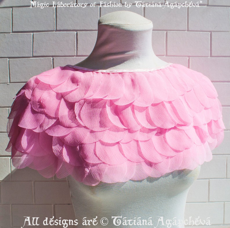 Silk Shrug Wedding Bridal Cape Pink Chiffon Rose Petals Bridal Cover Up Rose/'s Silk Petals Unique Designer Accessory Pink Capelet