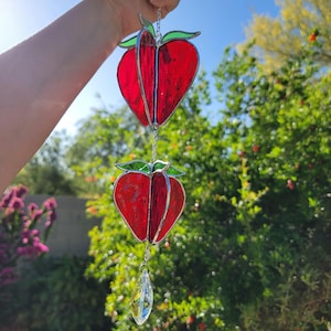 Stained Glass Strawberry Sun Catcher