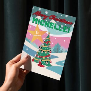 Minnie-Mickey Mouse Christmas Card | Customizable Digital Print | Easy Print & Fold at Home Instructions | PNG PDF JPG