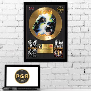 Def Leppard – Gold Vinyl Wall Art – Hysteria Album Gift – Rock Decor for Music Fans – Framed Record