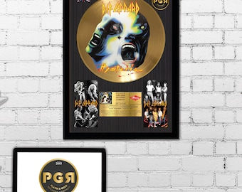 Def Leppard Hysteria Gold Record Art: Framed Rock Music Decor
