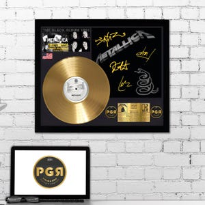 Metallica – Goldene Schallplatte mit Rahmen – Kopie signiert – Premium Wandkunst für Musik- und Filmliebhaber und Home Decor