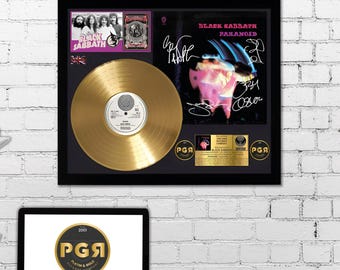Black Sabbath – Framed Gold Plated Record Vinyl – Copy Signed – Premium Wall Art for Music and Movie Lovers and Home Decor