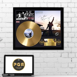 Regalo de Queen: Disco de vinilo dorado enmarcado, decoración de pared de música rock