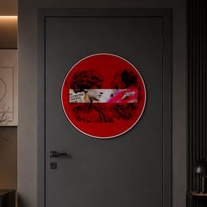 Reflective No Entry Metal Sign, 60 cm / 23.62 in, The Algorithm Chooses Classical Art, Red Black Digital Street Wall Decor