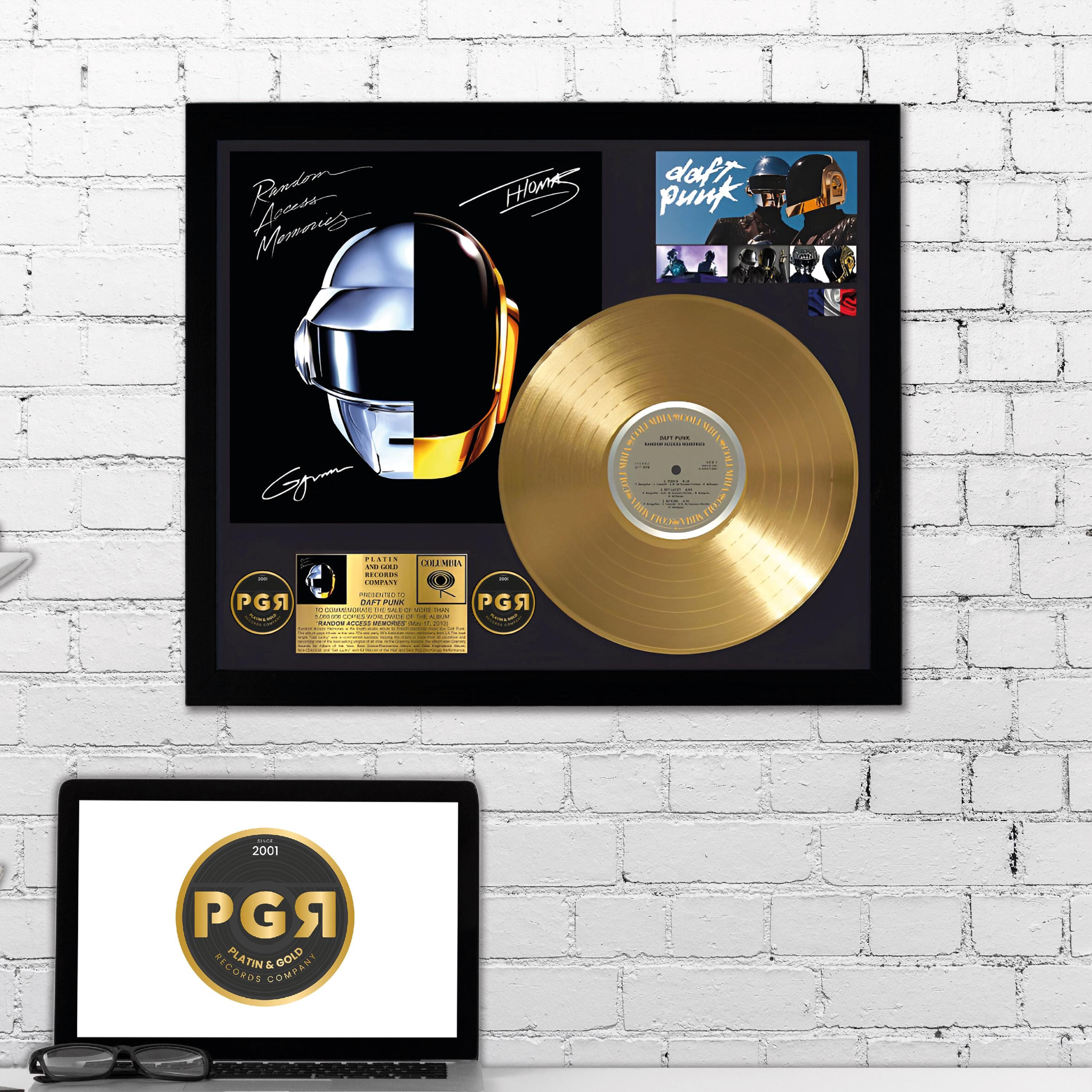 Daft Punk Gold Record – Framed Vinyl Wall Art – DJ Room Gift – Music Decor