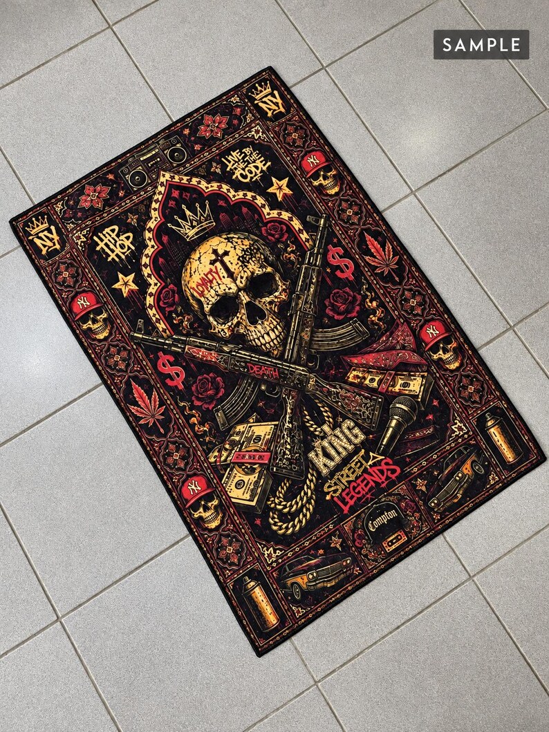 Vintage Rifle Rug Route 66 Tapestry, Vintage American Road Trip Wall Hanging, Classic Car ...