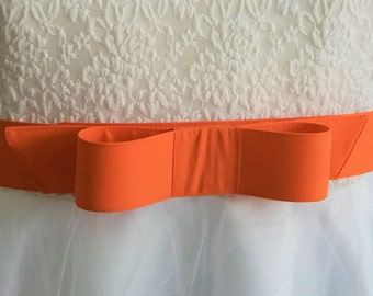 wide bow belt - Orange belt,  fabric belt -  wide belt - wide belt - plus size - 2 inch wide