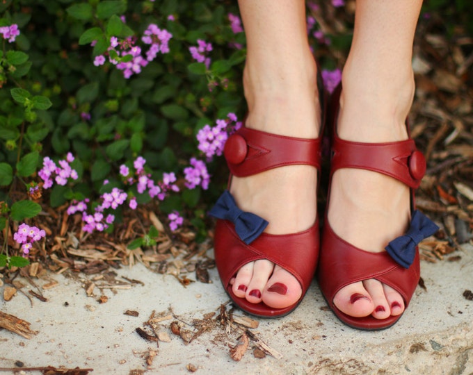 navy blue bow shoe clips made in cotton sateen fabric in many colors