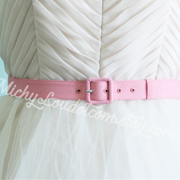 1 inch wide custom made belt with matching fabric covered buckle in many colors, handmade belt, custom made belt, pink belt, 1 inch wide
